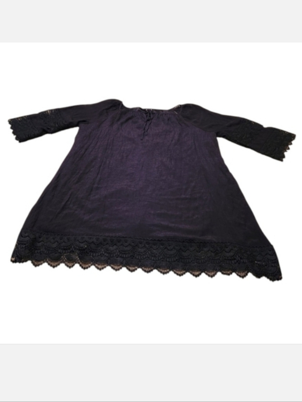 Women's XXXL Wrangler Black Lace Bell Sleeve Lace Trim Midi Dress